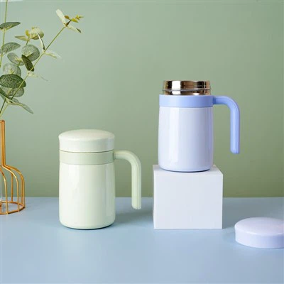 Frasco isolado a vácuo de aço inoxidável com alça dupla de parede caneca comercial